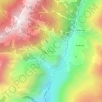 Malana topographic map, elevation, terrain