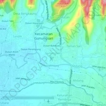 Gunungsari topographic map, elevation, terrain