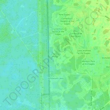 Canterbury Village topographic map, elevation, terrain