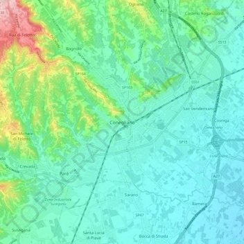 Conegliano topographic map, elevation, terrain