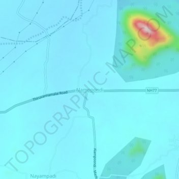 Alampoondi topographic map, elevation, terrain