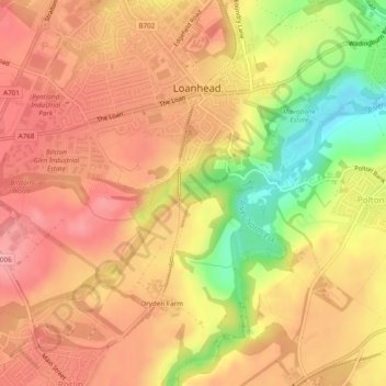 Bilston Glen topographic map, elevation, terrain