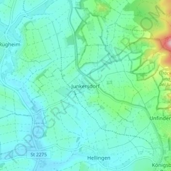 Junkersdorf topographic map, elevation, terrain