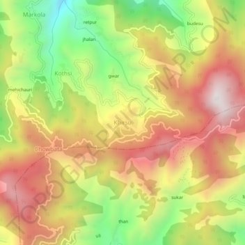 Khirsu topographic map, elevation, terrain