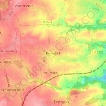 Reinsdorf topographic map, elevation, terrain