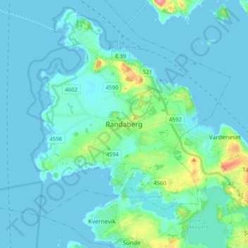 Randaberg topographic map, elevation, terrain