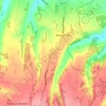 Meopham Green topographic map, elevation, terrain