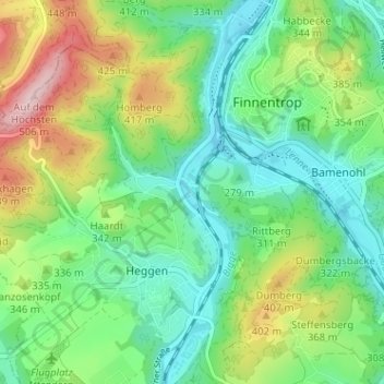 Altfinnentrop topographic map, elevation, terrain