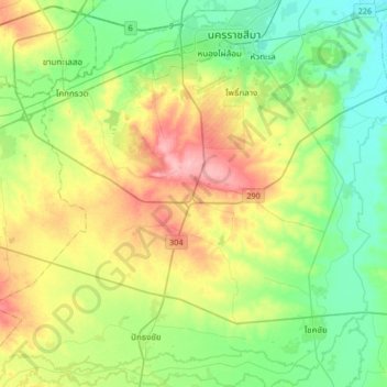 Chai Mongkhon topographic map, elevation, terrain