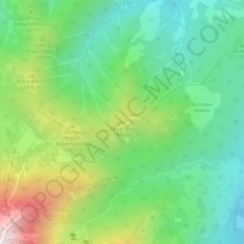 Gęsia Szyja topographic map, elevation, terrain
