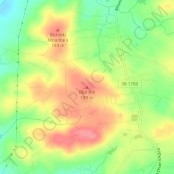 Red Hill topographic map, elevation, terrain