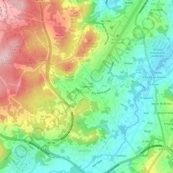 Culleredo topographic map, elevation, terrain