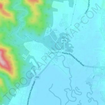Irawan topographic map, elevation, terrain