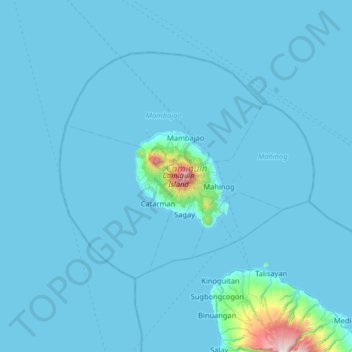 Camiguin Island topographic map, elevation, terrain