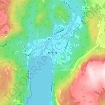 Tonstad topographic map, elevation, terrain