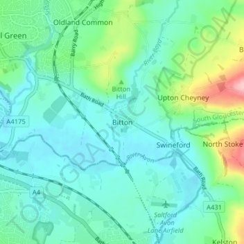 Bitton topographic map, elevation, terrain