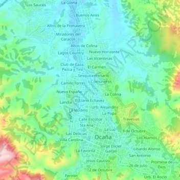 El Tope topographic map, elevation, terrain