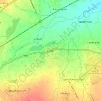 Sulur topographic map, elevation, terrain