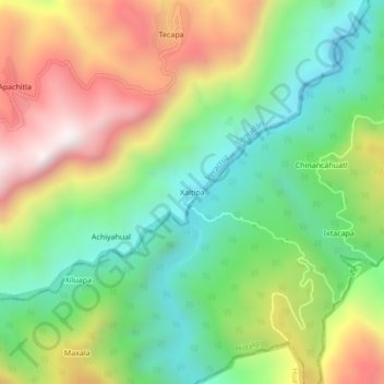 Xaltipa topographic map, elevation, terrain