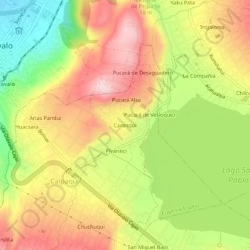 Caranqui topographic map, elevation, terrain