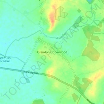 Grendon Underwood topographic map, elevation, terrain