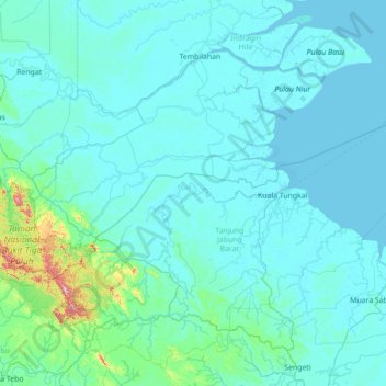 Senyerang topographic map, elevation, terrain