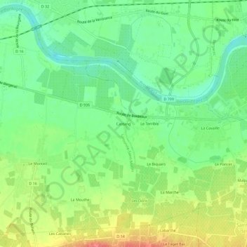 Castang topographic map, elevation, terrain