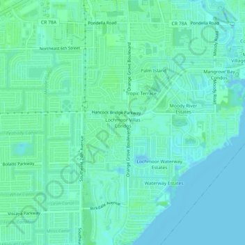 Lochmoor Villas Condos topographic map, elevation, terrain