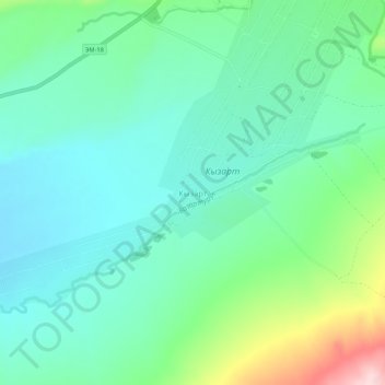 Kyzart topographic map, elevation, terrain