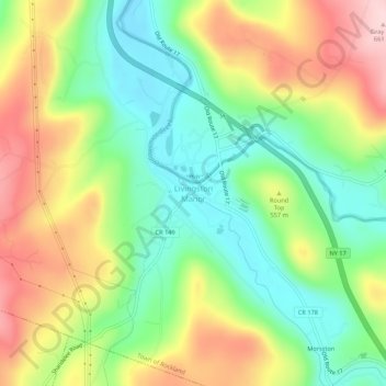 Livingston Manor topographic map, elevation, terrain