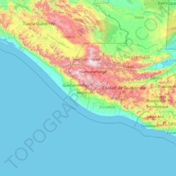 Quetzaltenango topographic map, elevation, terrain