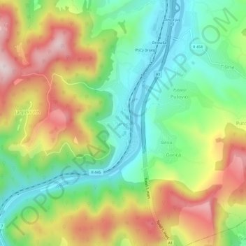 Janjići topographic map, elevation, terrain