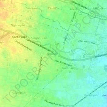 Ngadirejo topographic map, elevation, terrain