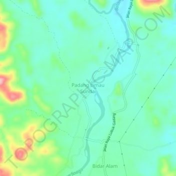 Padang Limau Sundai topographic map, elevation, terrain