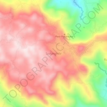Sodonghilir topographic map, elevation, terrain