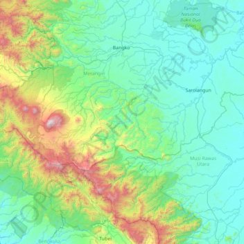 Batang Asai topographic map, elevation, terrain