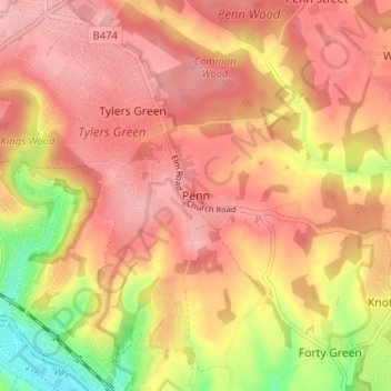 Penn topographic map, elevation, terrain