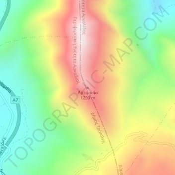 Artemisio topographic map, elevation, terrain