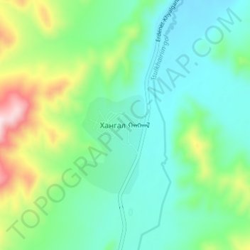 Khangal topographic map, elevation, terrain