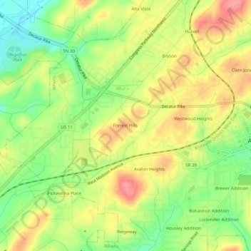 Forrest Hills topographic map, elevation, terrain