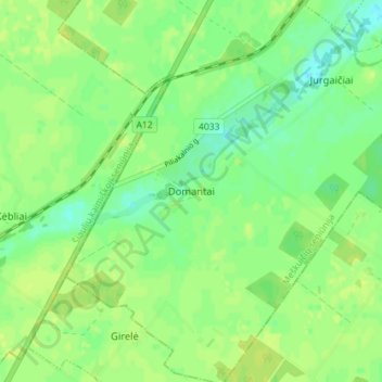 Domantai topographic map, elevation, terrain