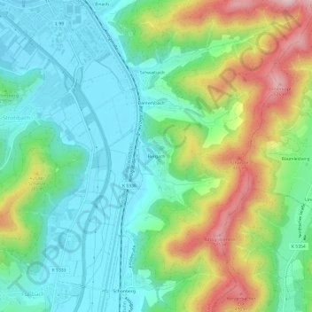 Bergach topographic map, elevation, terrain