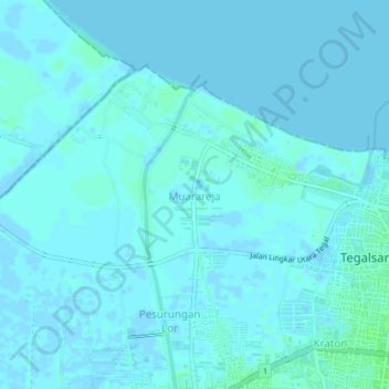 Muarareja topographic map, elevation, terrain