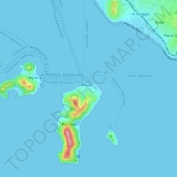 Prince Islands topographic map, elevation, terrain