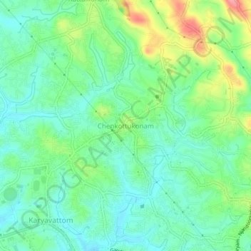 Chenkottukonam topographic map, elevation, terrain
