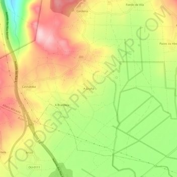 A Graña topographic map, elevation, terrain