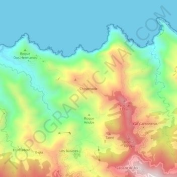 Chinamada topographic map, elevation, terrain