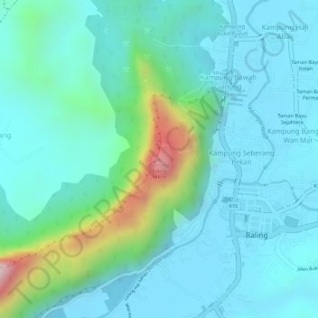 Gunung Baling topographic map, elevation, terrain