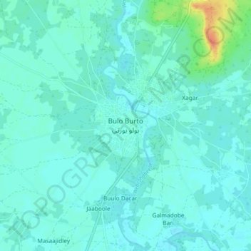 Bulo Burto topographic map, elevation, terrain