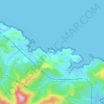 Les Batteries topographic map, elevation, terrain
